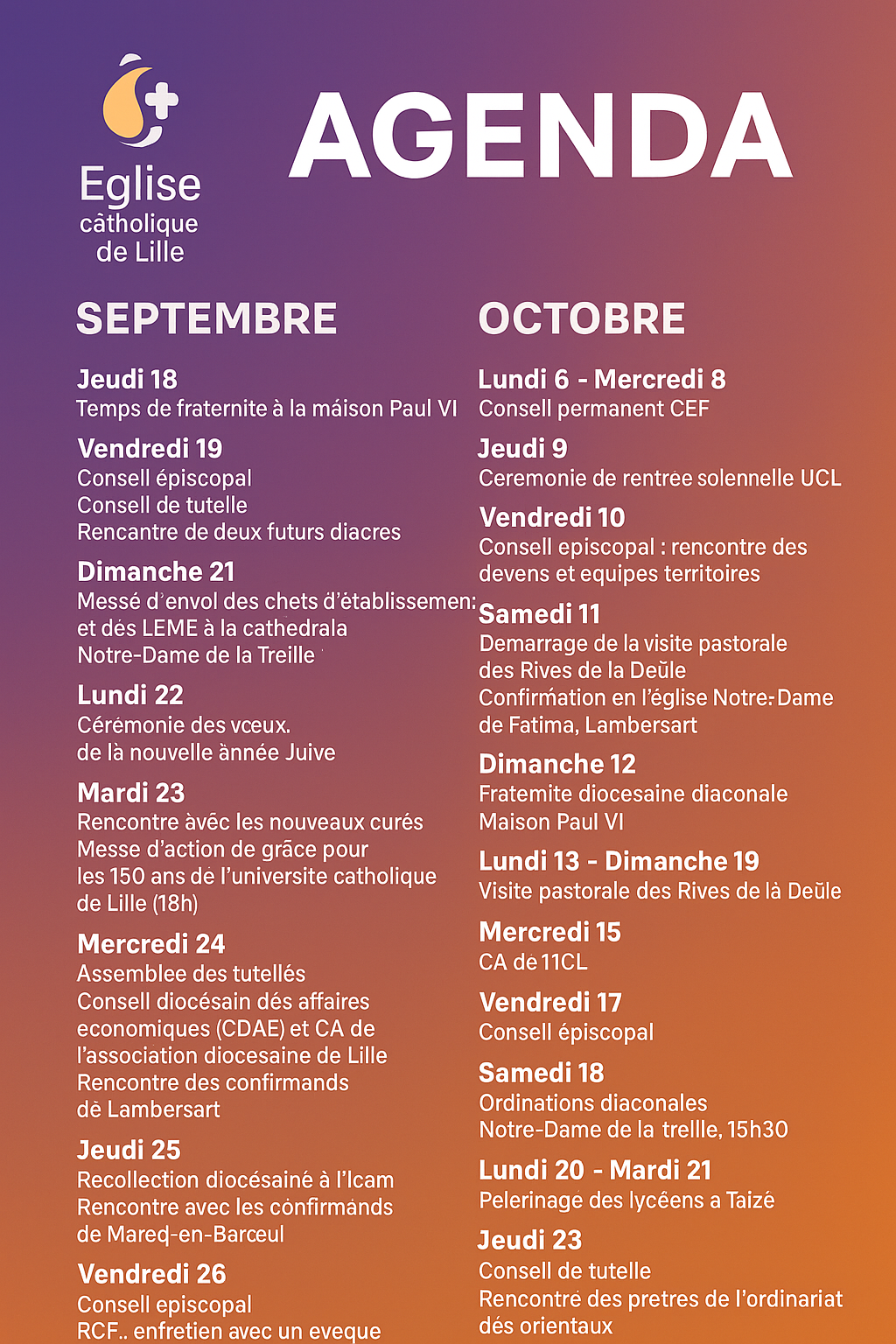 Agenda évêque
