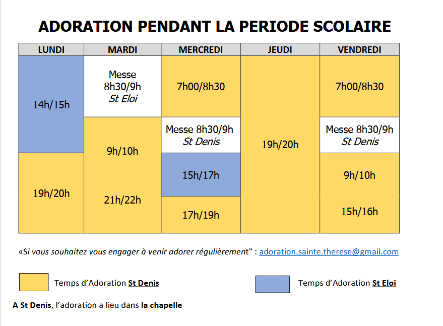 HORAIRES ADORATION 10-25