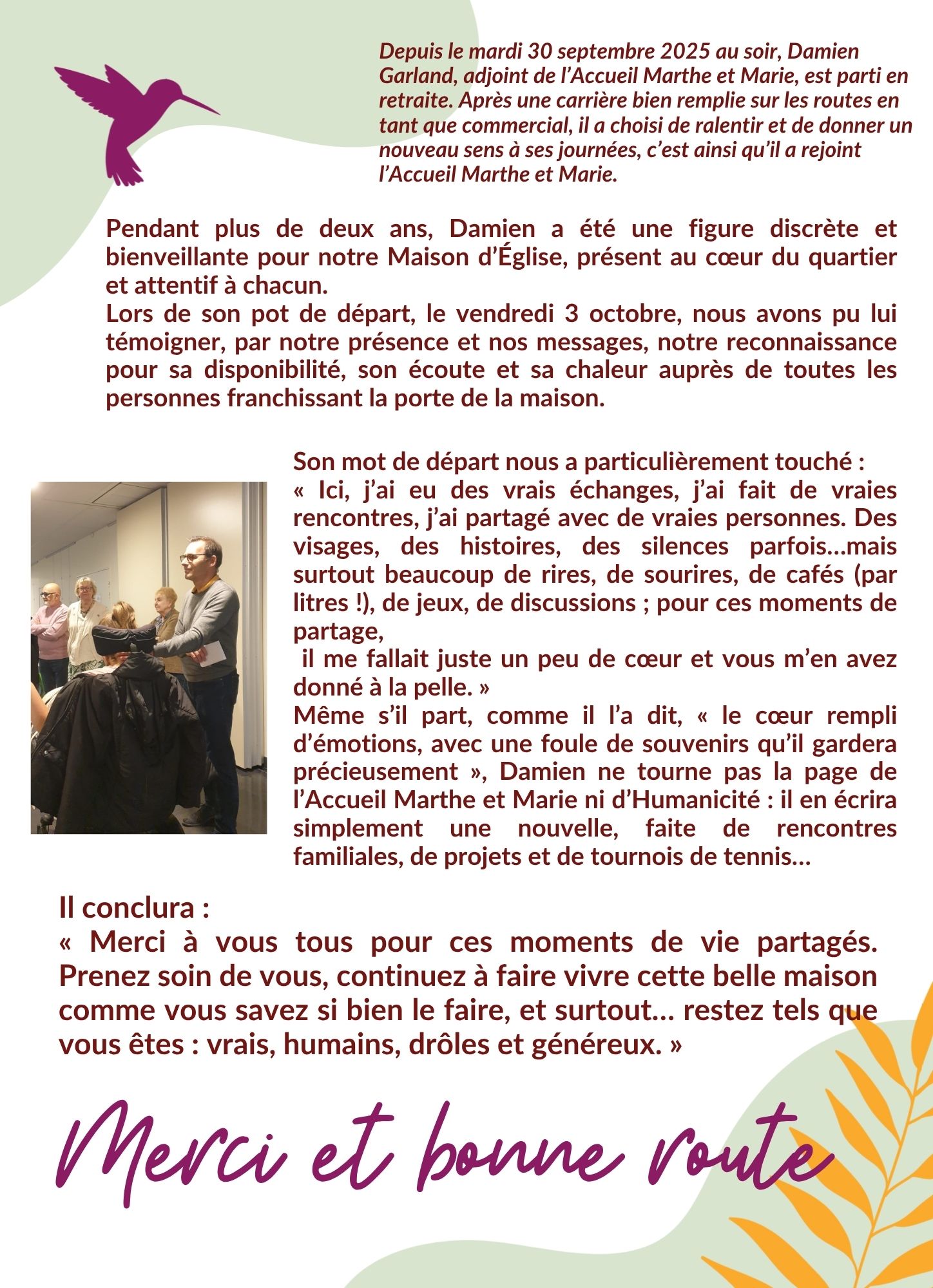 Remerciement Damien SITE amm