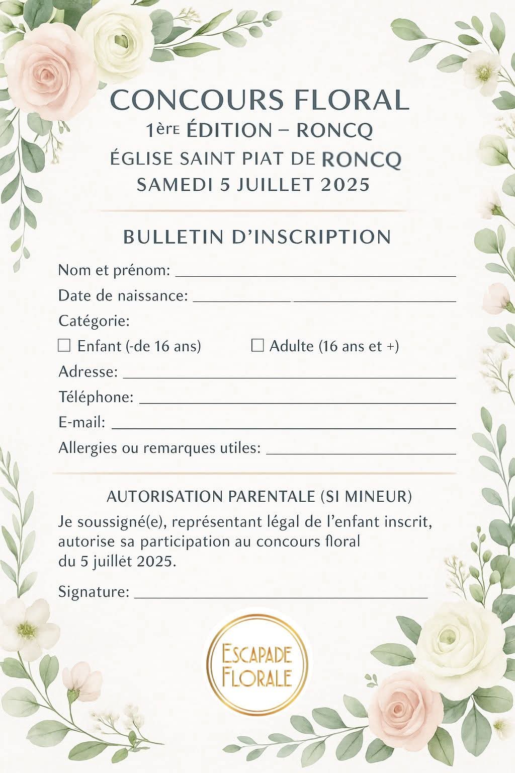 concours bulletin d'inscription
