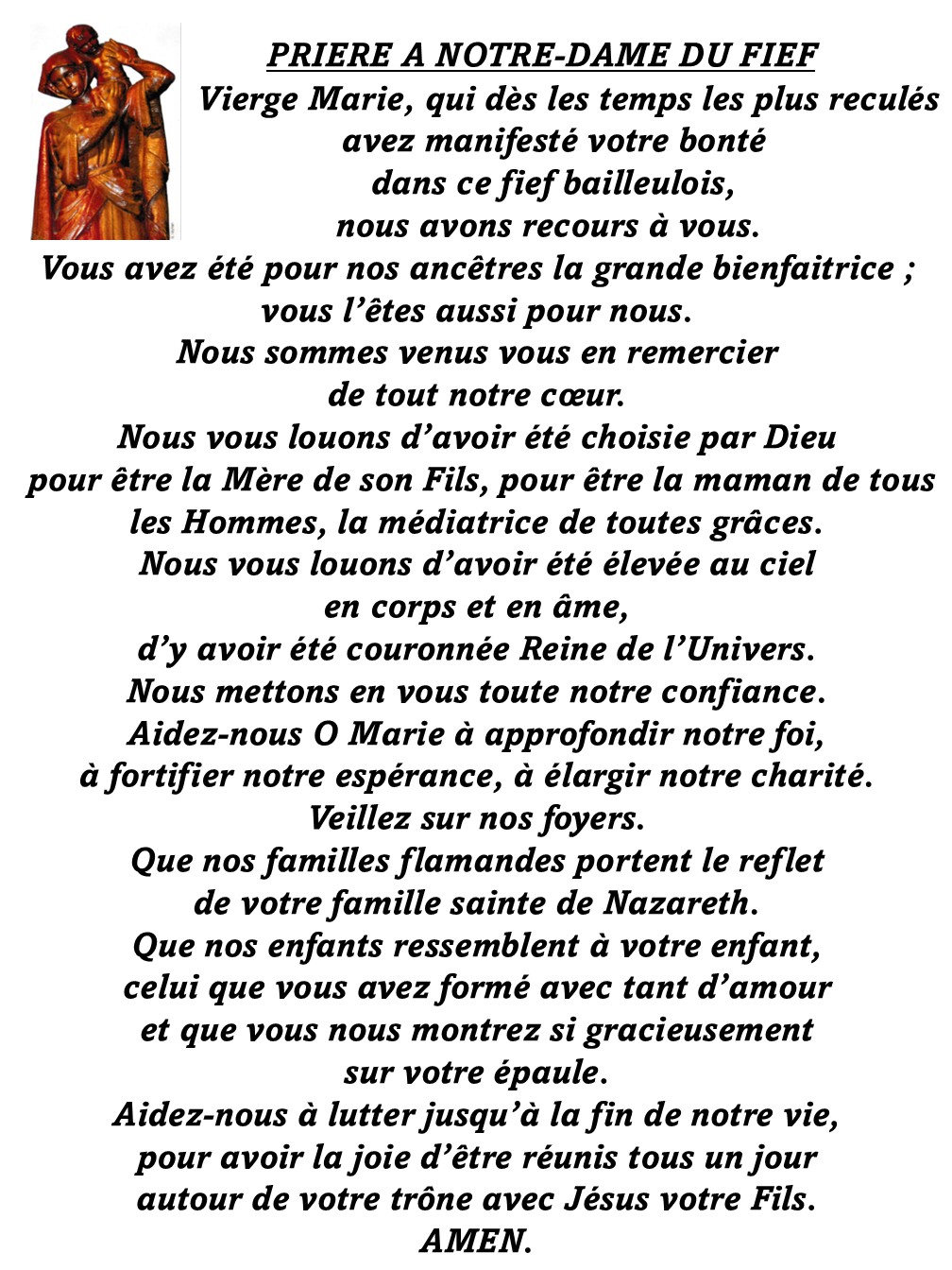 Prière à Notre Dame du Fief