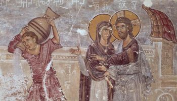 Eglise_du_Saint-Sauveur_transept_sud_les_noces_de_Cana_fragment._Géorgie_Tsalendjikha